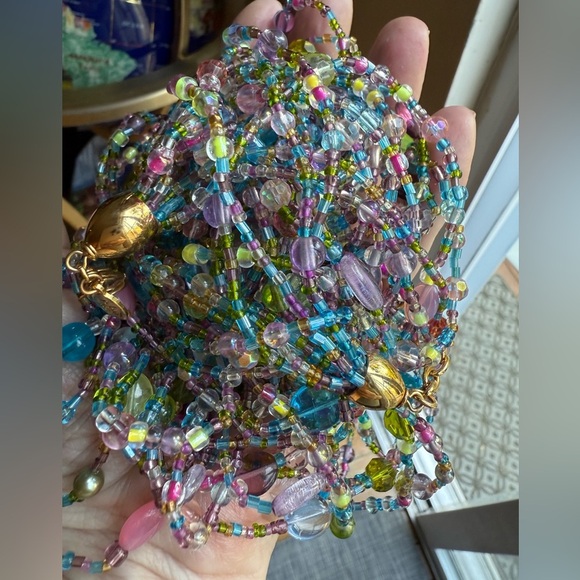 Joan Rivers Torsade Collection Multi Strand Glass Bead Czech Vintage Necklace - Picture 2 of 5